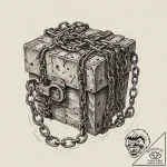 Puzzle box bound with chains, tattoo drawing… – tattoo sketch (№1753497345_0, 26.07.2025 02:35) — tattoovalue.net