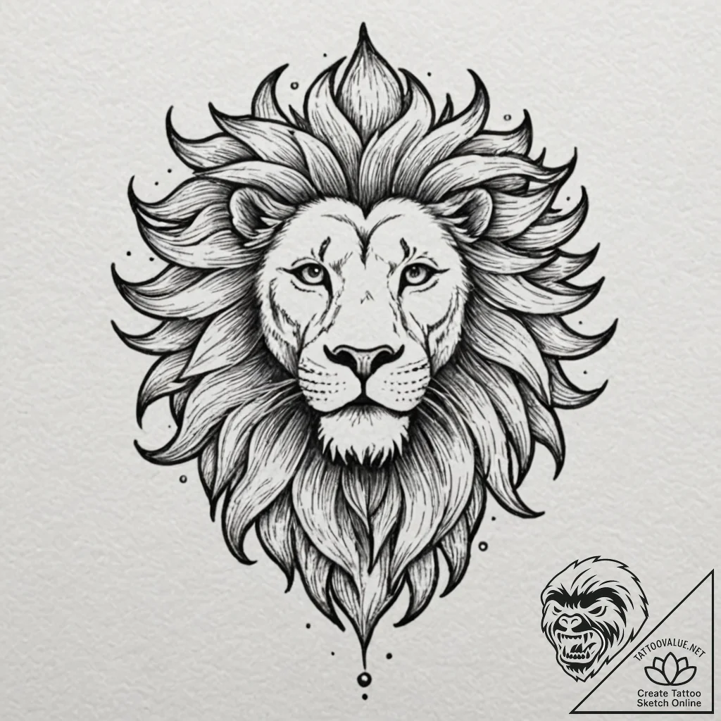 Lion paw beneath spectral sun, artistic tatto... - tattoo sketch (№1753497959_0, 26.07.2025 02:45) — tattoovalue.net