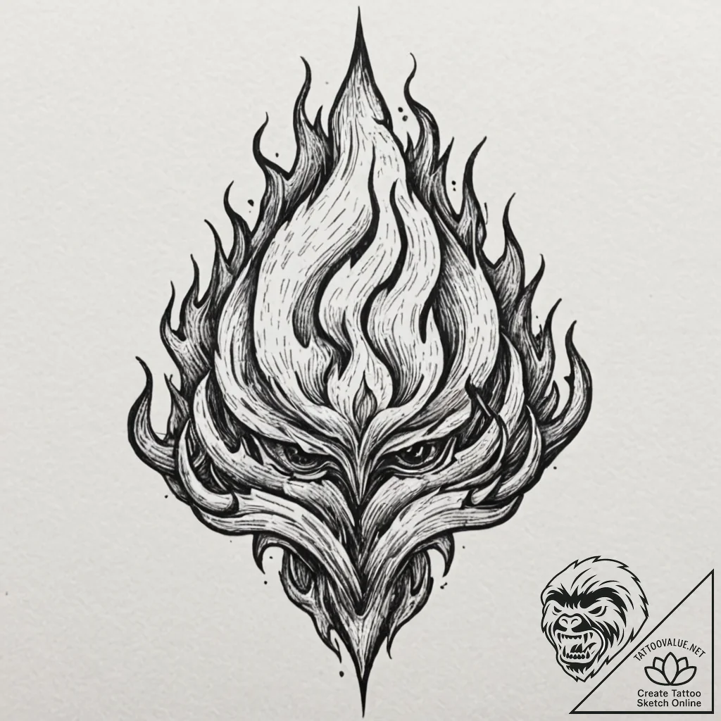 Night crown devouring flame, artistic tattoo... - tattoo sketch (№1753499339_0, 26.07.2025 03:08) — tattoovalue.net