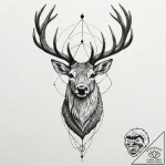 Ashen stag with hollow eyes, tattoo line art,… – tattoo sketch (№1753499923_0, 26.07.2025 03:18) — tattoovalue.net