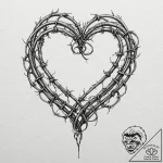 Barbed wire heart, artistic tattoo sketch, or… – tattoo sketch (№1753500128_0, 26.07.2025 03:22) — tattoovalue.net