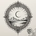 Eclipse gate torn asunder, tattoo line art, s… – tattoo sketch (№1753500737_0, 26.07.2025 03:32) — tattoovalue.net