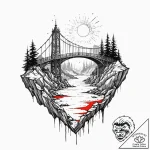 A detailed broken bridge over abyss, dangerou… – tattoo sketch (№1753500932_0, 26.07.2025 03:35) — tattoovalue.net