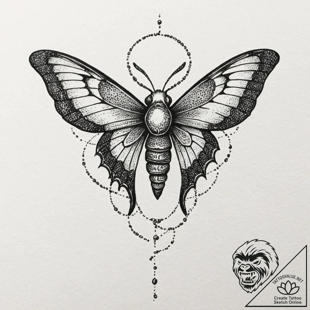 Hawk moth with skull pattern on its back, tat... - tattoo sketch (№1753501337_0, 26.07.2025 03:42) — tattoovalue.net