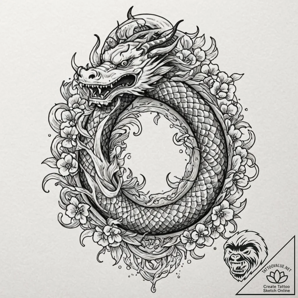 Ashen serpent emerging from cracked stone, ta... - tattoo sketch (№1753501531_0, 26.07.2025 03:45) — tattoovalue.net