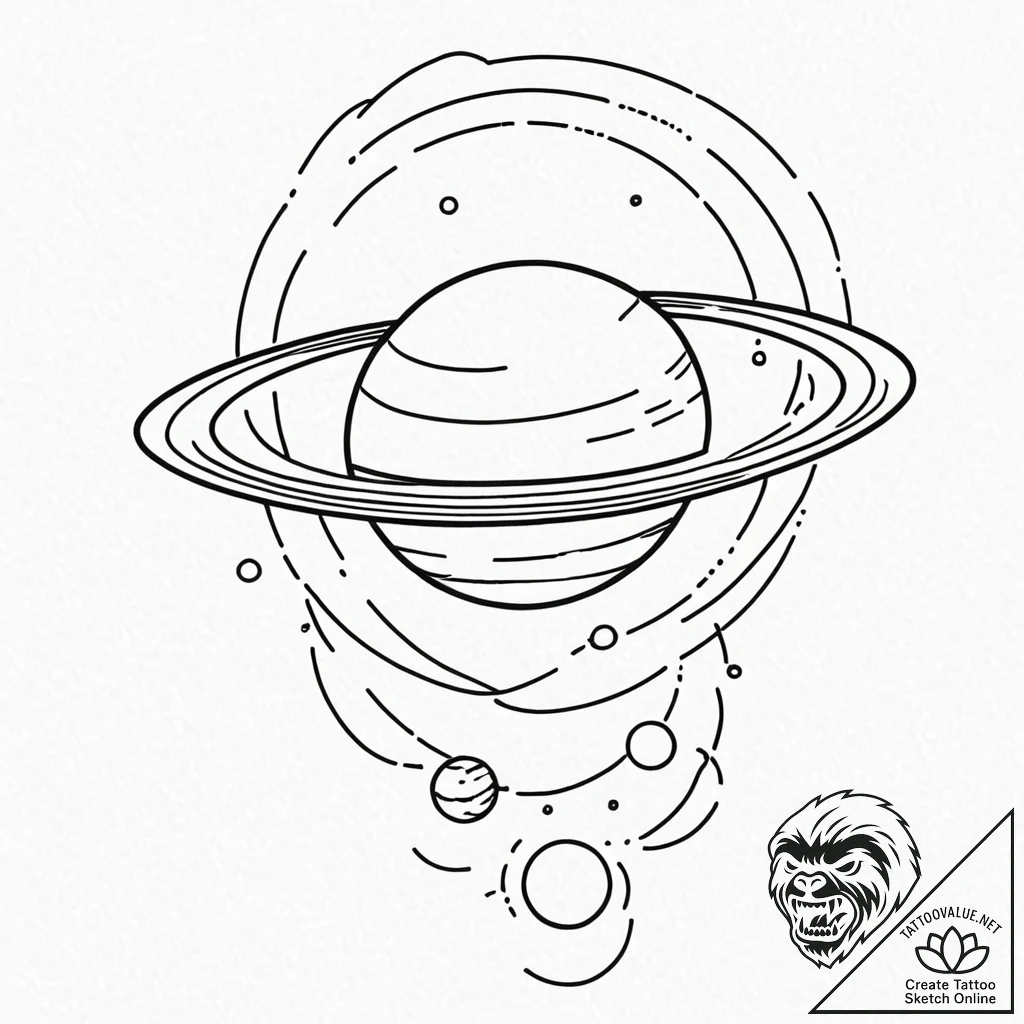 Planet earth with a ring like saturn, tattoo... - tattoo sketch (№1753501724_0, 26.07.2025 03:48) — tattoovalue.net