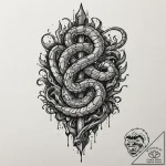 Engraved serpent beneath storm sky, tattoo sk… – tattoo sketch (№1753501924_0, 26.07.2025 03:52) — tattoovalue.net