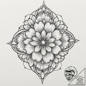 Orb within spectral bloom, artistic tattoo sk… – tattoo sketch (№1753503305_0, 26.07.2025 04:15) — tattoovalue.net