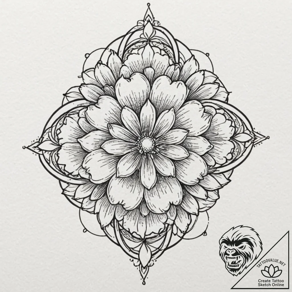 Orb within spectral bloom, artistic tattoo sk... - tattoo sketch (№1753503305_0, 26.07.2025 04:15) — tattoovalue.net