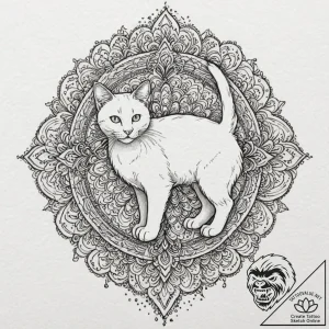 Black cat, tattoo sketch design, dotwork shad… – tattoo sketch (№1753504300_0, 26.07.2025 04:31) — tattoovalue.net