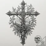 Palisade overgrown with thorned vines, ink il… – tattoo sketch (№1753505286_0, 26.07.2025 04:48) — tattoovalue.net