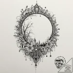 Engraved mirror hiding void, tattoo line art,… – tattoo sketch (№1753505877_0, 26.07.2025 04:57) — tattoovalue.net