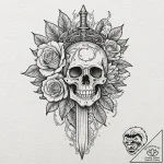 Dagger with crystal blade, tattoo drawing out… – tattoo sketch (№1753506272_0, 26.07.2025 05:04) — tattoovalue.net