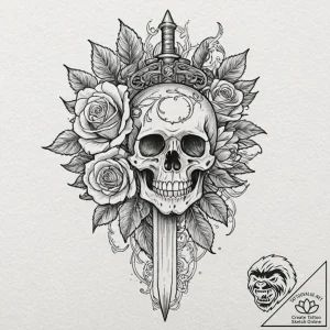 Dagger with crystal blade, tattoo drawing out… – tattoo sketch (№1753506272_0, 26.07.2025 05:04) — tattoovalue.net