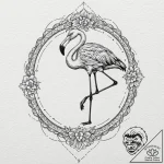 Yard flamingo, plastic and cheap, but with a… – tattoo sketch (№1753506854_0, 26.07.2025 05:14) — tattoovalue.net