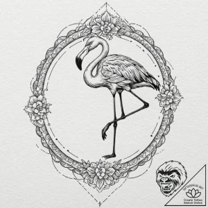 Yard flamingo, plastic and cheap, but with a… – tattoo sketch (№1753506854_0, 26.07.2025 05:14) — tattoovalue.net