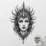 Rooted helm beneath spectral mist, ink illust… – tattoo sketch (№1753507053_0, 26.07.2025 05:17) — tattoovalue.net
