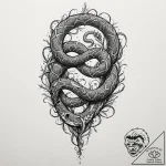 Barbed serpent coiling tree trunk, concept ar… – tattoo sketch (№1753507450_0, 26.07.2025 05:24) — tattoovalue.net