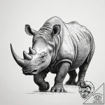 Rhino, symbolizing steadfastness and resilien… – tattoo sketch (№1753508056_0, 26.07.2025 05:34) — tattoovalue.net