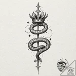 Haunted serpent crowned with starlight, artis… – tattoo sketch (№1753509069_0, 26.07.2025 05:51) — tattoovalue.net