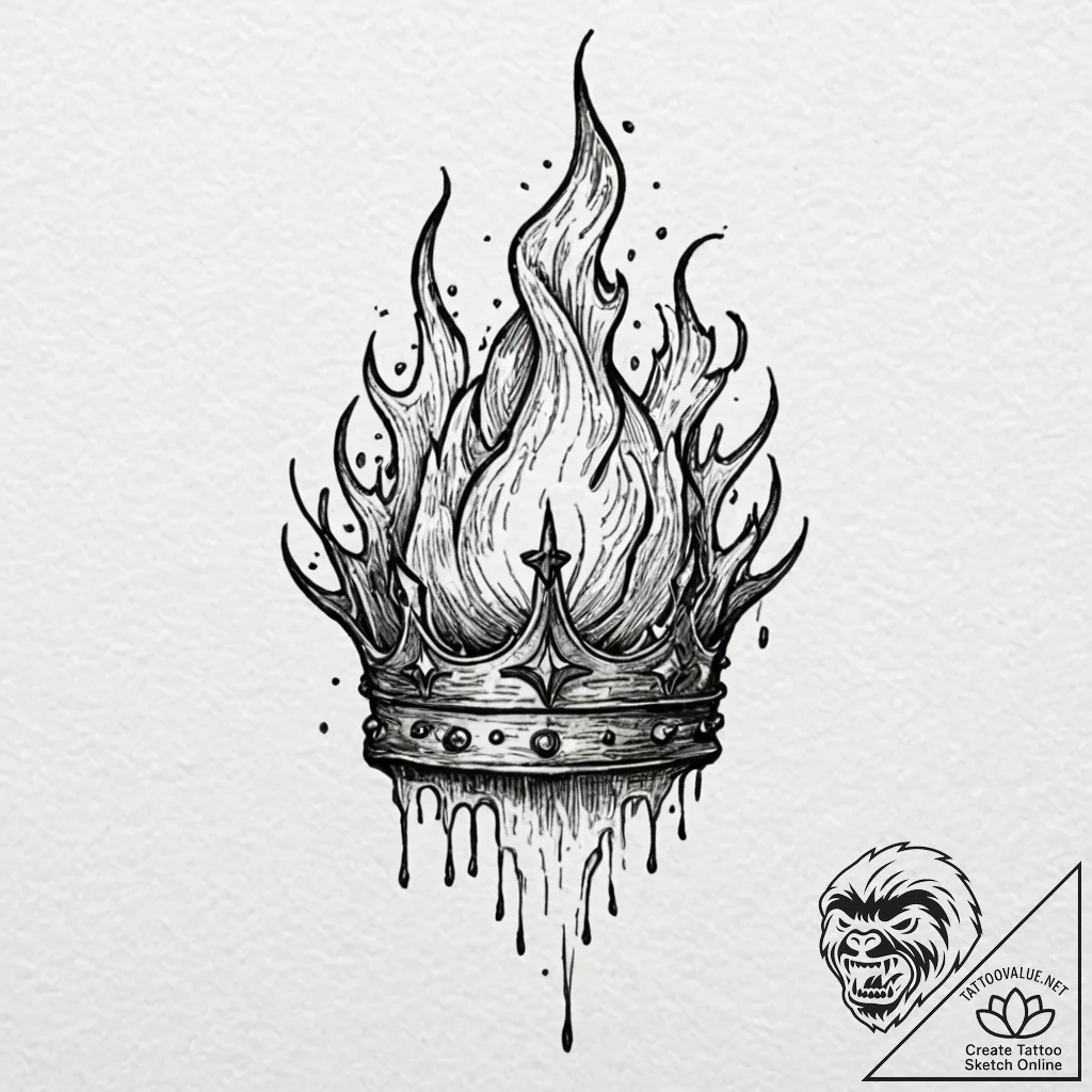 Kingр р†р вђљрівђћсћs crown devouring flame,... - tattoo sketch (№1753509457_0, 26.07.2025 05:57) — tattoovalue.net