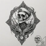 Broken timepiece with skeletal hands, tattoo… – tattoo sketch (№1753510669_0, 26.07.2025 06:17) — tattoovalue.net
