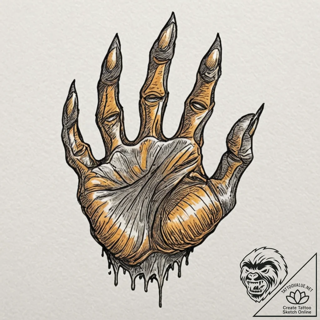 Raptor's claw, sharp and fossilized, concept... - tattoo sketch (№1753511857_0, 26.07.2025 06:37) — tattoovalue.net