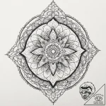 Jewel glyph burning through frost, ink illust… – tattoo sketch (№1753515804_0, 26.07.2025 07:43) — tattoovalue.net
