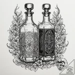 Decanter of fine whiskey with a single glass,… – tattoo sketch (№1753516006_0, 26.07.2025 07:46) — tattoovalue.net
