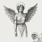 A weeping angel statue, concept art for tatto… – tattoo sketch (№1753516401_0, 26.07.2025 07:53) — tattoovalue.net