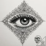 Obsidian eye beneath crimson sky, tattoo flas… – tattoo sketch (№1753517003_0, 26.07.2025 08:03) — tattoovalue.net