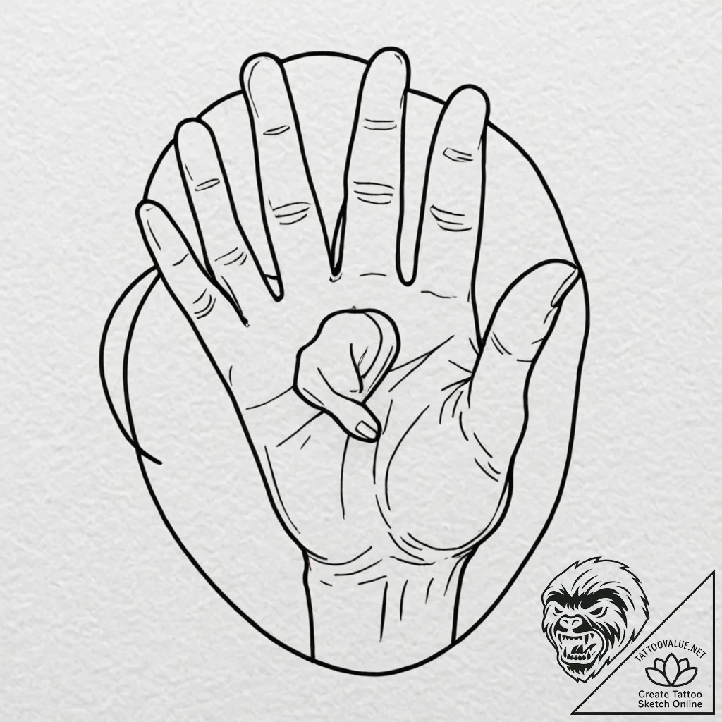 Finger heart gesture (k-pop style), tattoo dr... - tattoo sketch (№1753517197_0, 26.07.2025 08:06) — tattoovalue.net