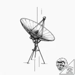 Decaying satellite dish aimed at a black star… – tattoo sketch (№1753518570_0, 26.07.2025 08:29) — tattoovalue.net