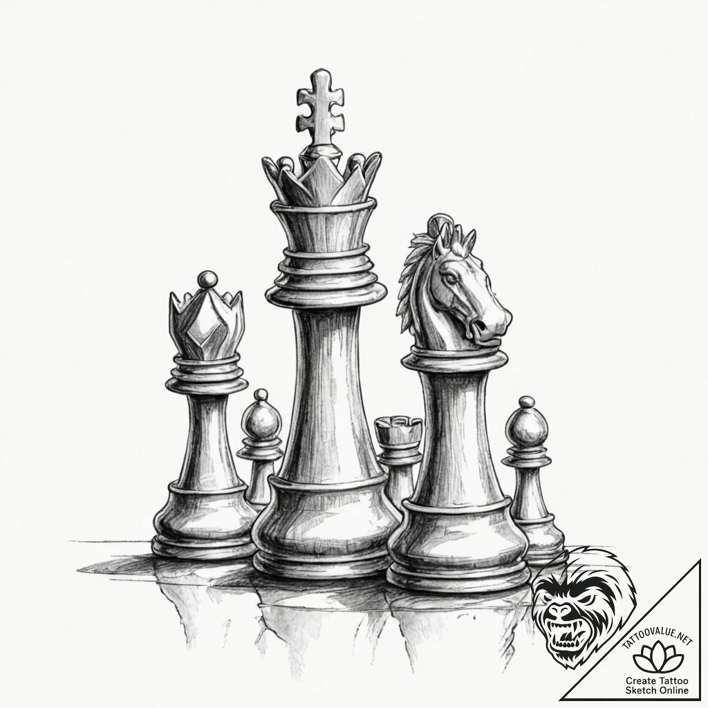 Chess - tattoo sketch (№1753520948_0, 26.07.2025 09:09) — tattoovalue.net