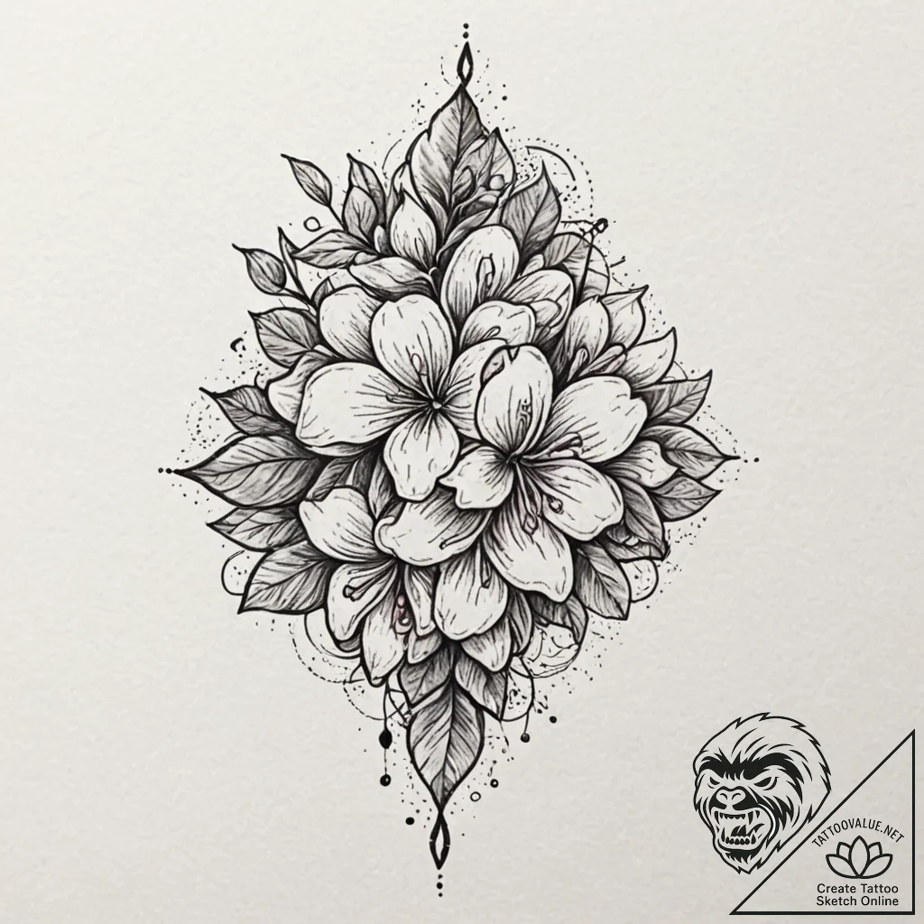 Lilac, tattoo flash sheet design, dotwork sha... - tattoo sketch (№1753521727_0, 26.07.2025 09:22) — tattoovalue.net