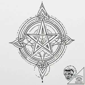 Pentagram, tattoo drawing outline, old school… – tattoo sketch (№1753521918_0, 26.07.2025 09:25) — tattoovalue.net