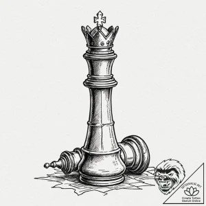 King chess piece with cracked base, tattoo sk… – tattoo sketch (№1753522112_0, 26.07.2025 09:28) — tattoovalue.net
