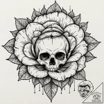 Abyssal rose blooming in skull eye socket, ta… – tattoo sketch (№1753522728_0, 26.07.2025 09:38) — tattoovalue.net