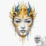 Kintsugi mask with golden cracks, tattoo flas… – tattoo sketch (№1753523322_0, 26.07.2025 09:48) — tattoovalue.net