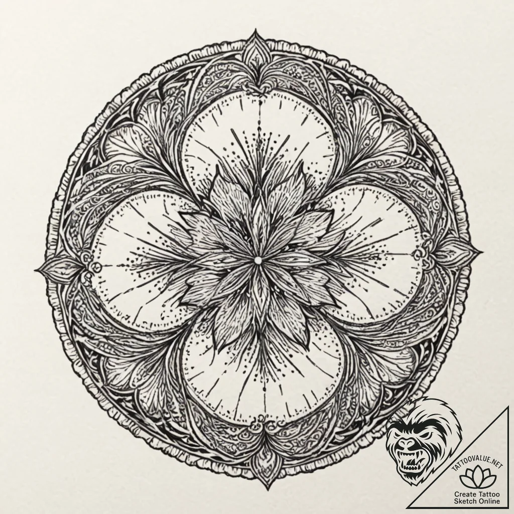 Sand dollar pattern, intricate and natural, t... - tattoo sketch (№1753524099_0, 26.07.2025 10:01) — tattoovalue.net