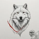 Arctic wolf with frost breath, concept art fo… – tattoo sketch (№1753524299_0, 26.07.2025 10:04) — tattoovalue.net