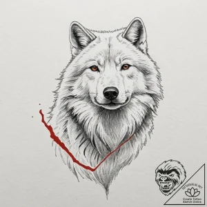 Arctic wolf with frost breath, concept art fo… – tattoo sketch (№1753524299_0, 26.07.2025 10:04) — tattoovalue.net