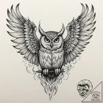 Owl wings devouring celestial flame, tattoo f… – tattoo sketch (№1753524498_0, 26.07.2025 10:08) — tattoovalue.net