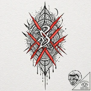 Blood runes bleeding from walls, tattoo drawi… – tattoo sketch (№1753525495_0, 26.07.2025 10:24) — tattoovalue.net