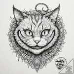 Cheshire cat, concept art for tattoo, dynamic… – tattoo sketch (№1753525879_0, 26.07.2025 10:31) — tattoovalue.net