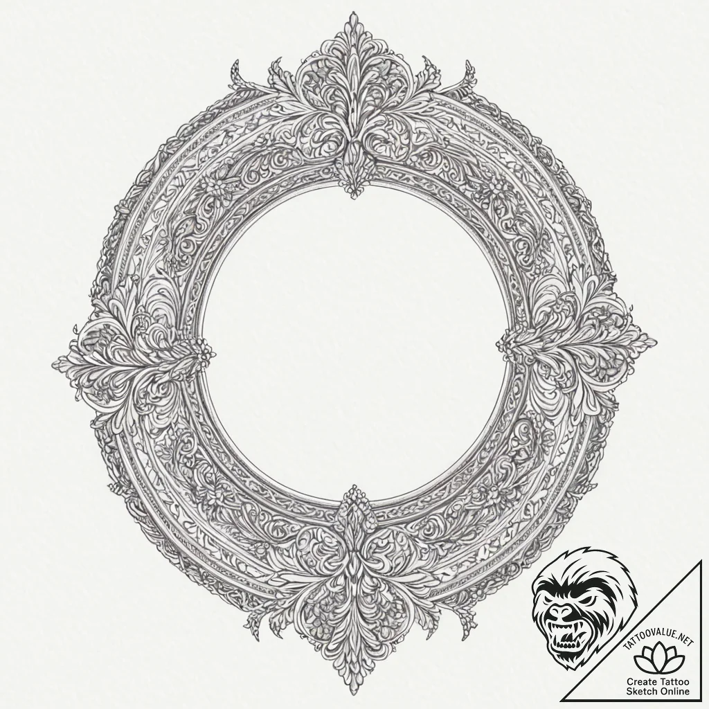 Oracle mirror reflecting void, artistic tatto... - tattoo sketch (№1753526460_0, 26.07.2025 10:41) — tattoovalue.net