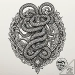 Arcane serpent wrapped around staff, tattoo d… – tattoo sketch (№1753526848_0, 26.07.2025 10:47) — tattoovalue.net