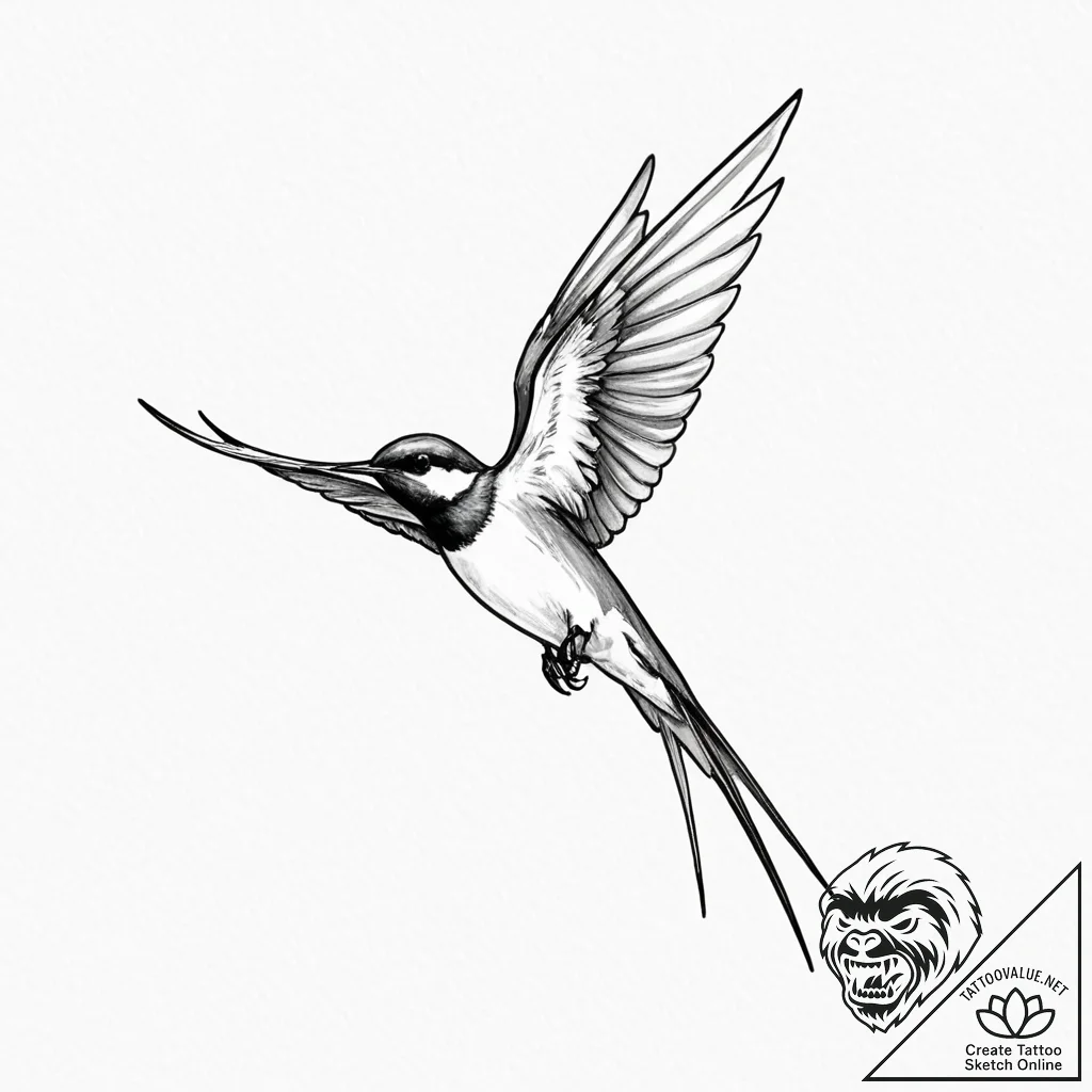 Swallow - tattoo sketch (№1753527042_0, 26.07.2025 10:50) — tattoovalue.net