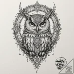 Arcane owl with rune eyes, ink illustration f… – tattoo sketch (№1753528025_0, 26.07.2025 11:07) — tattoovalue.net