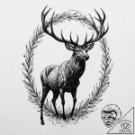 Atomic stag charging through virtual field, c… – tattoo sketch (№1753528430_0, 26.07.2025 11:13) — tattoovalue.net
